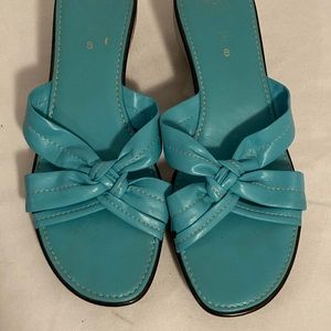 Italian blue slip on sandals 8